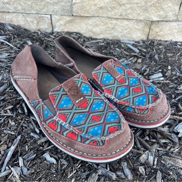 Ariat Cruiser Shoe - Saddle Tan Suede/Aztec Print 10019890 Size 8B - Picture 1 of 6